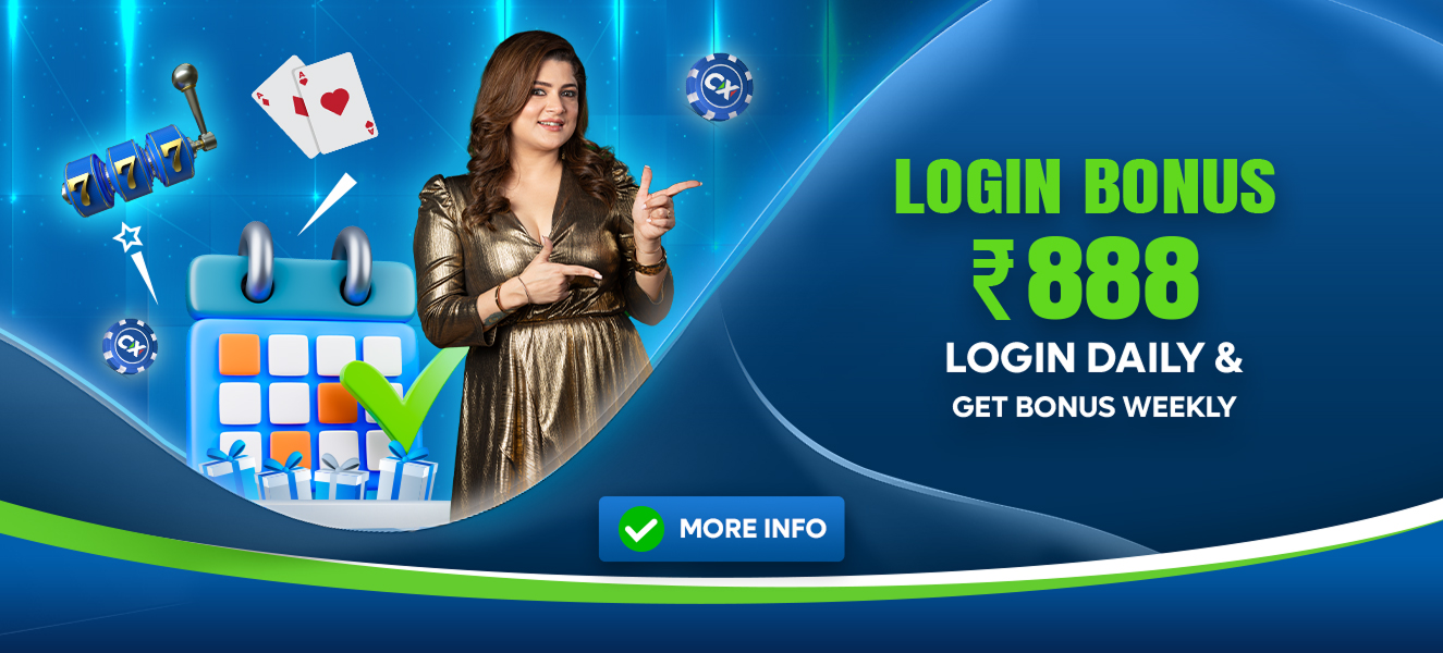 Promotional banner for Crickex featuring the text "LOGIN BONUS $888 - LOGIN DAILY & GET BONUS WEEKLY", highlighting exclusive rewards for active users.